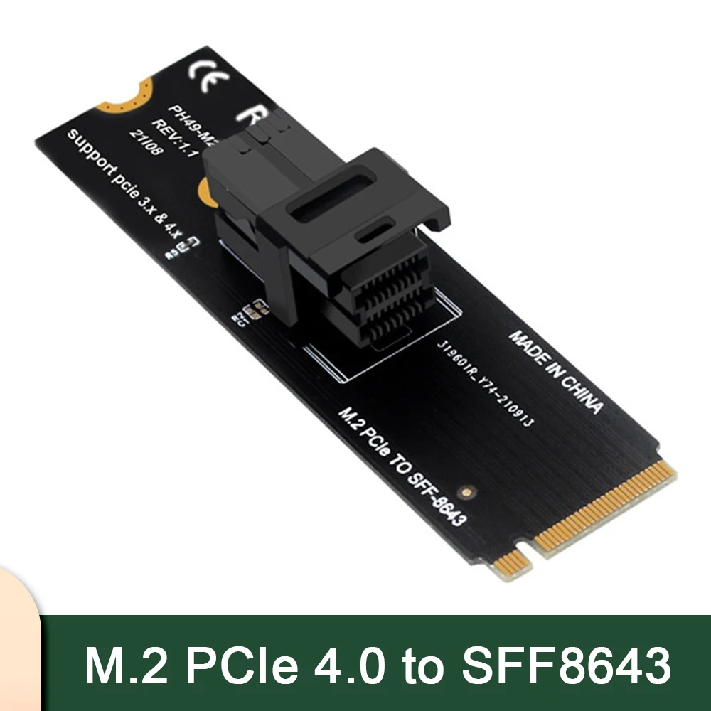 PCIe 4.0 X4 M.2 NVME NGFF M Key to U.2 SFF8643 SFF8639 Adapter Card - High-Speed Transfer Expansion PH49-M2 64GT/S