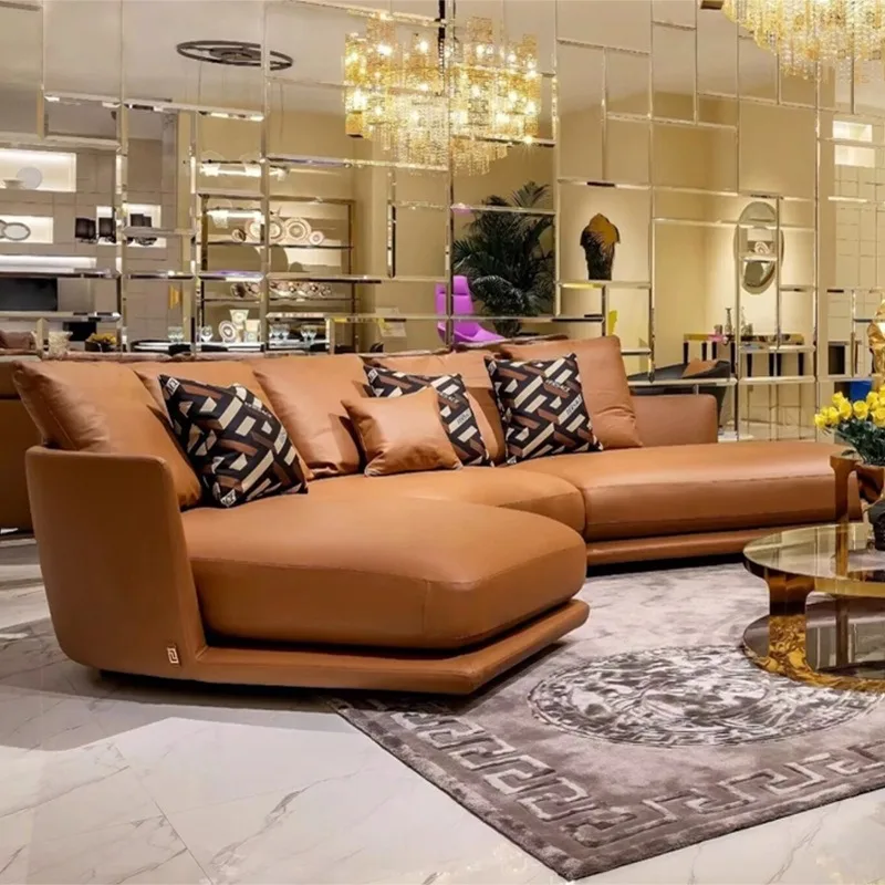 Designer luxury villa living room home modern simple curved straight sofa