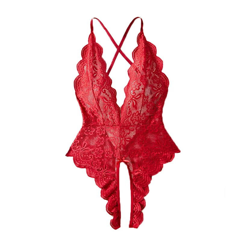

Красное кружево с вырезами, сексуальное женское белье, порно, эротическое боди, прозрачное сексуальное для взрослых, горячее, с глубоким V-образным вырезом, цельные экзотические костюмы