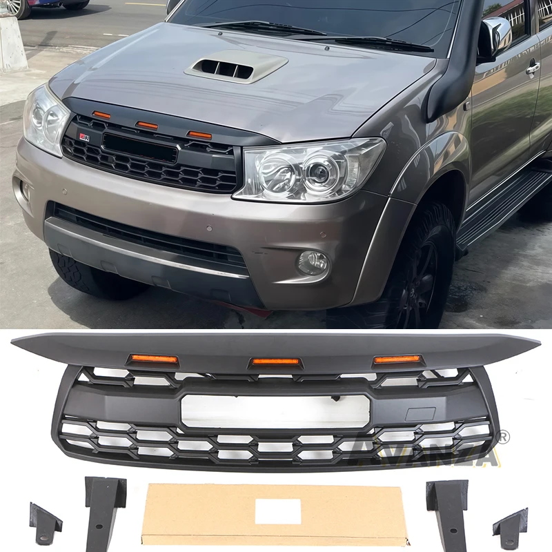 

Решетка автозапчастей с подсветкой подходит для Toyota Fortuner 2007-2011 гг., передняя решетка, бампер, матовый черный