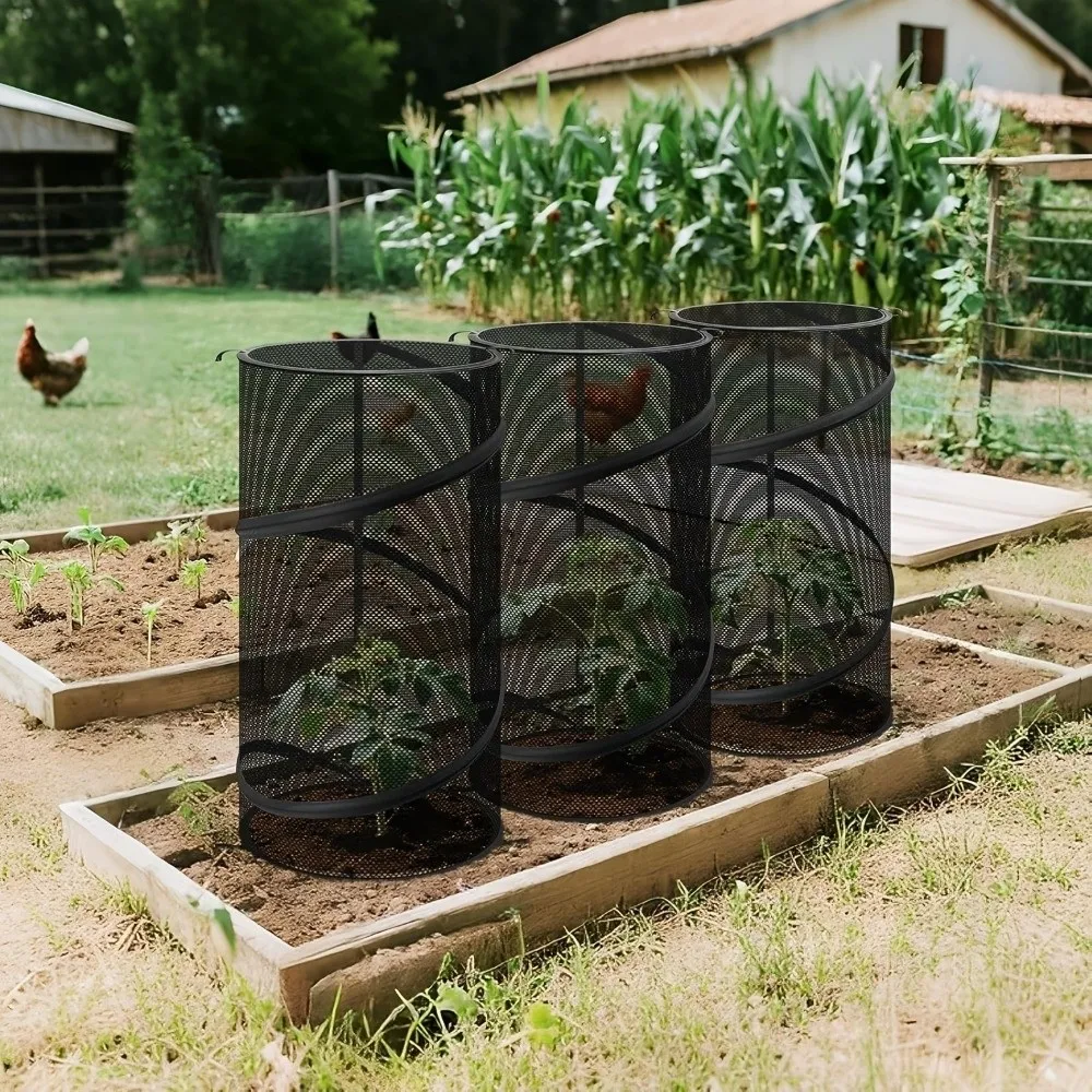 Plant Mesh Cover Pop-Up Mesh Plant Guard Folding Breathable Garden Mesh Protector with Ground Pegs Reusable Plant Cover Outdoor