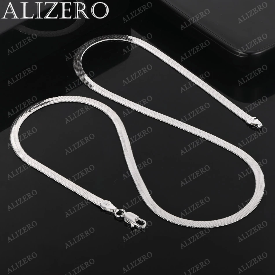 ALIZERO 925 Sterling Silver Necklaces 4mm Blade Chain Necklace For Man Women Fashion Party Gift Jewelry 18-24 inch Chain