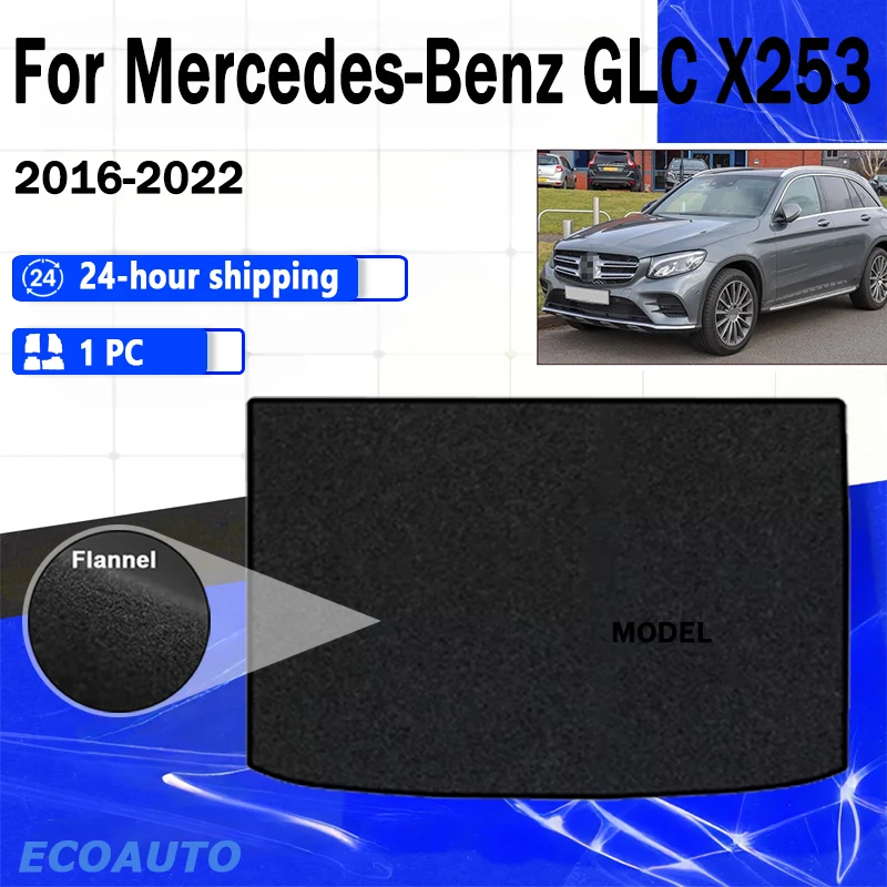 

Flannel Car Trunk Mats For Mercedes-Benz GLC X253 C253 2016~2022 Boot Cargo Liner Tray Rear Trunk Luggage Carpet Pads Auto BLACK