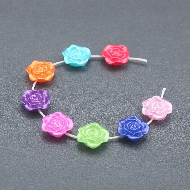 25-100 Stks/partij Plastic Rose Bloemen Acryl Spacer Bead Diy Imitatie Parel Stijl Maken Ketting Armband Sieraden Accessoires