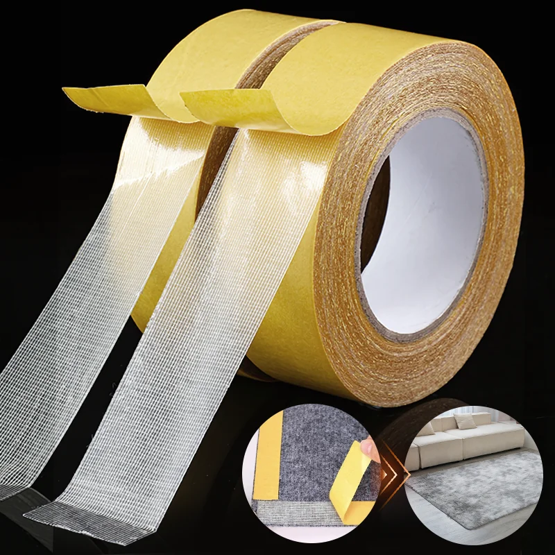 Strong Double Sided Cloth Base Tape Double Sided Tape for Carpet Double Sided Tape No Residue Translucent Mesh Waterproof Tape