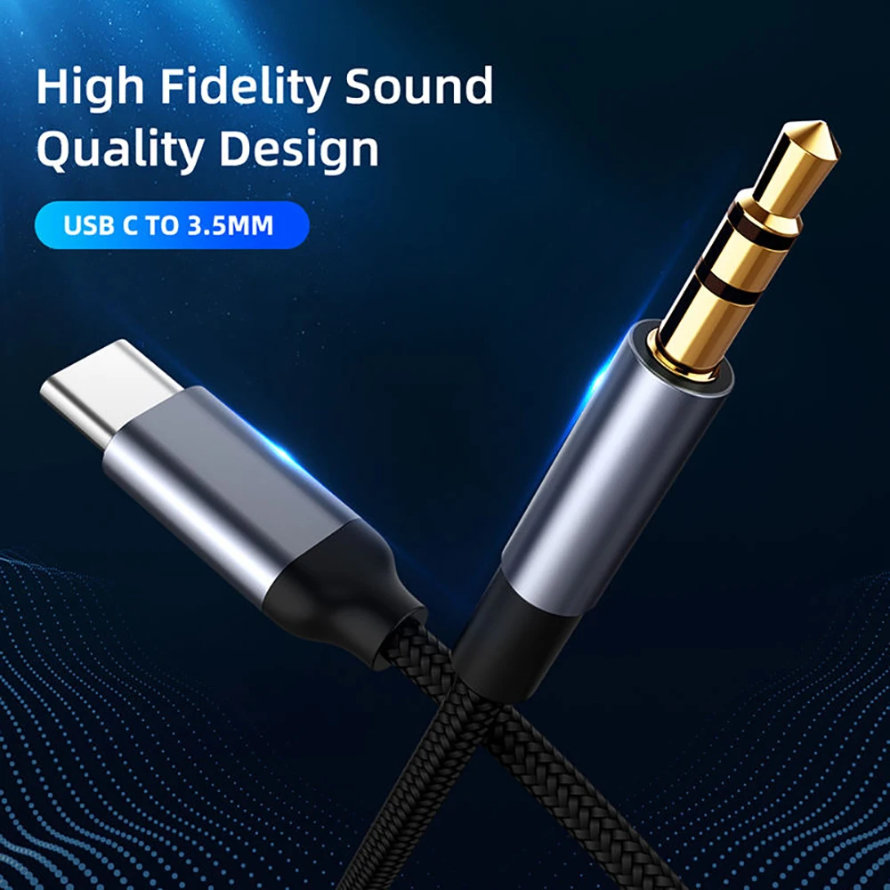 USB C إلى 3.5 ملم كابل مساعد DAC Type-C محول الصوت لسماعة الرأس مكبر صوت للسيارة Xiaomi Mi 12 Huawei P40 Pro Samsung S22 Ultra