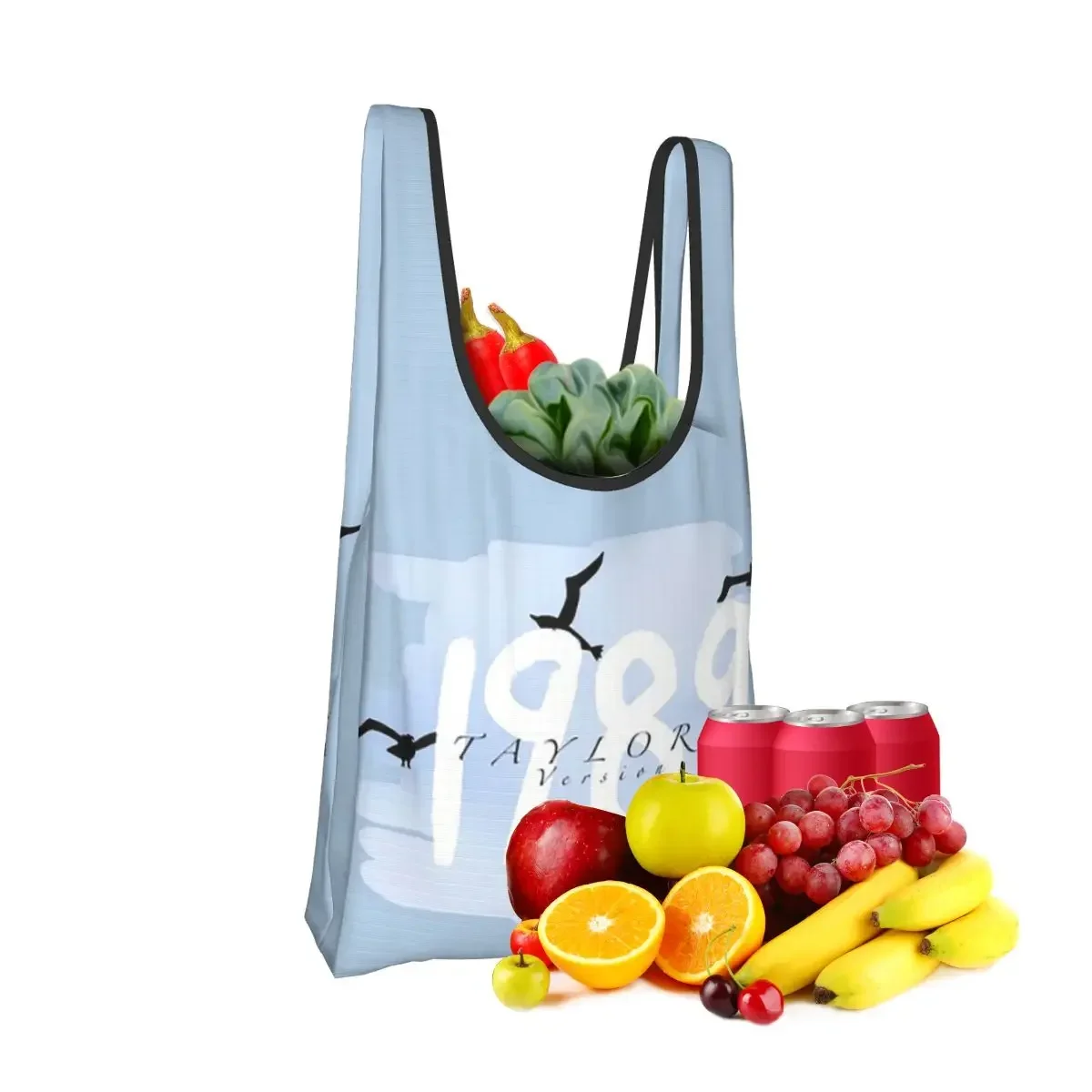 1989 Taylor's Version Portable Tote Shopping Bags Foldable Shopper Bag Groceries Handbag Shoulder Bag