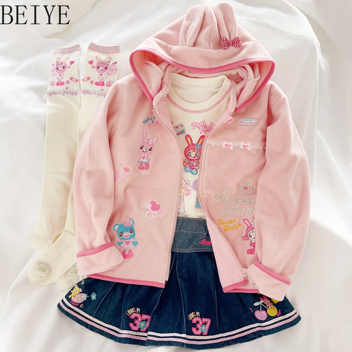 Spring Autumn Hooded Zip-up Sweatshirt 2026 New Autumn/winter Girls' Coats Sweet Princess Fleece Jackets for Girl Casual Coat