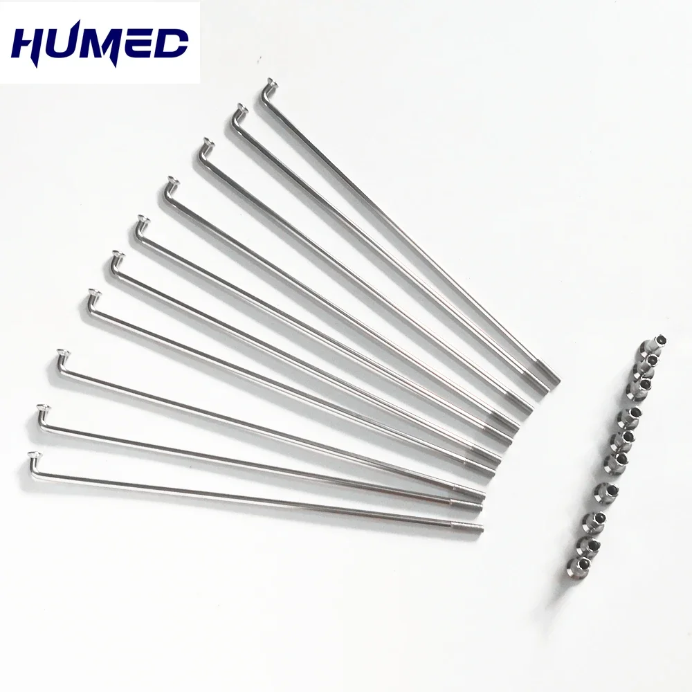 10pcs/lot 304 Stainless steel motorcycle spokes 10G 3.18mm*65-175mm Electric Bicycle Spoke With copper Nipples Parts