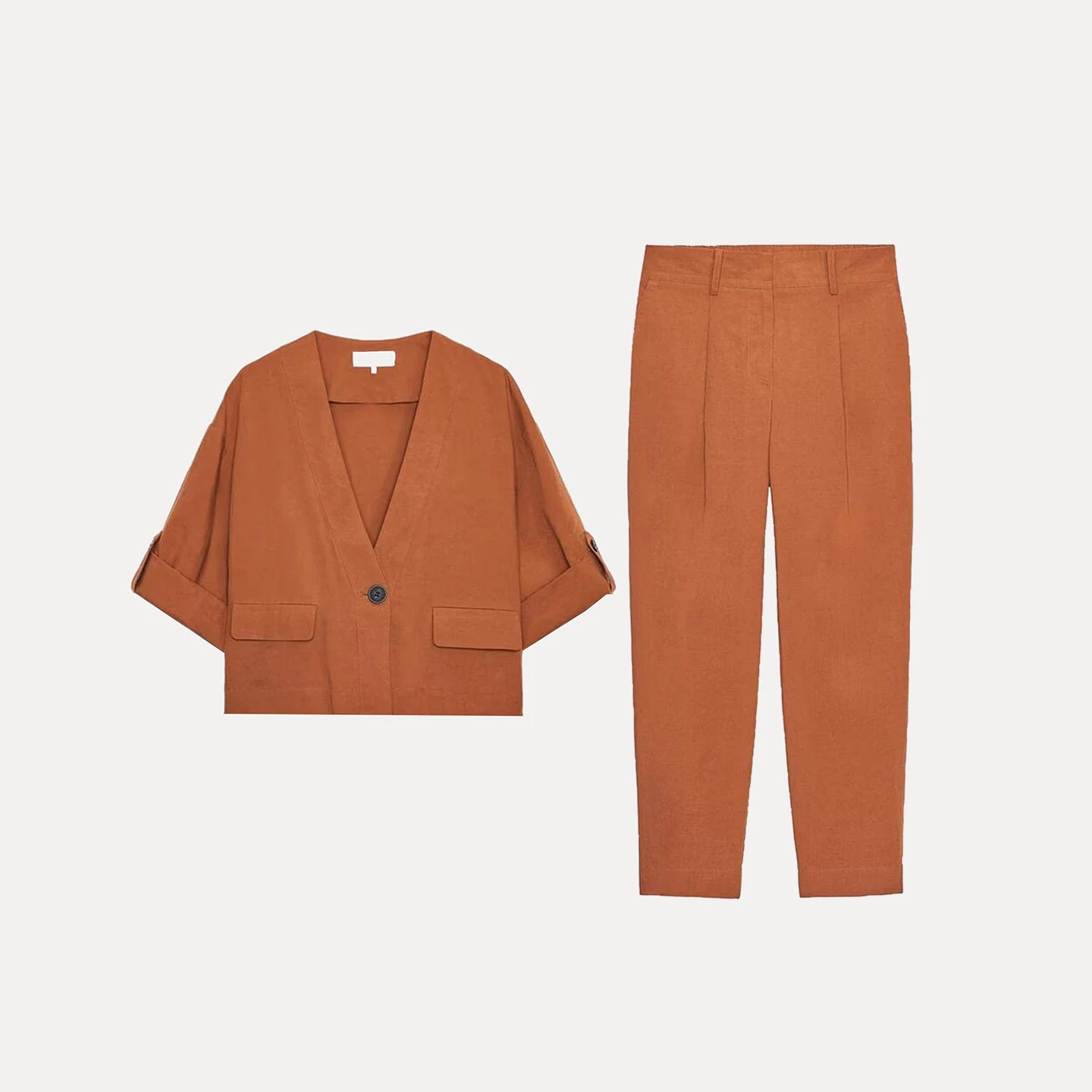 Z Women's Summer 2025 Casual V-Ne ort Sve Jaet And Pants Set Comfortable Breathable Faion Outfit for Adults