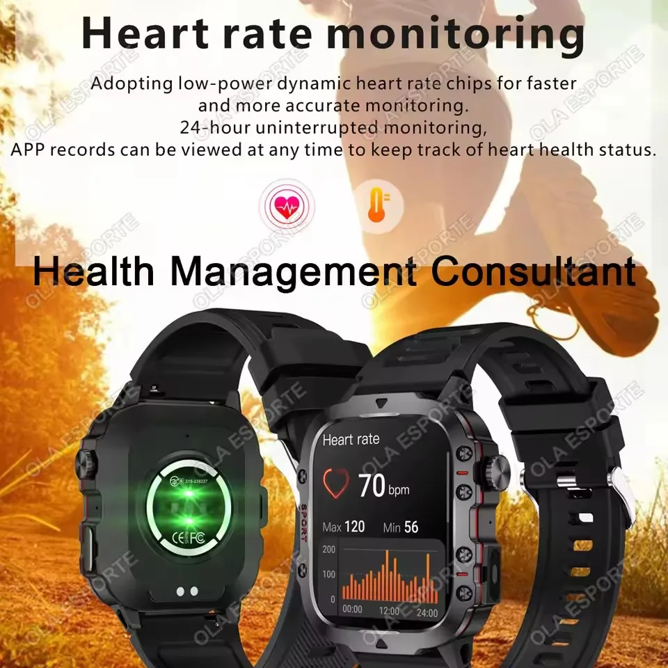Nuevo Reloj Inteligente Militar 2026 para Hombre, IP67 3ATM, Monitor de Actividad Física para Deportes al Aire Libre, Monitor de Presión Arterial, Llamadas BT, GPS - Image 5