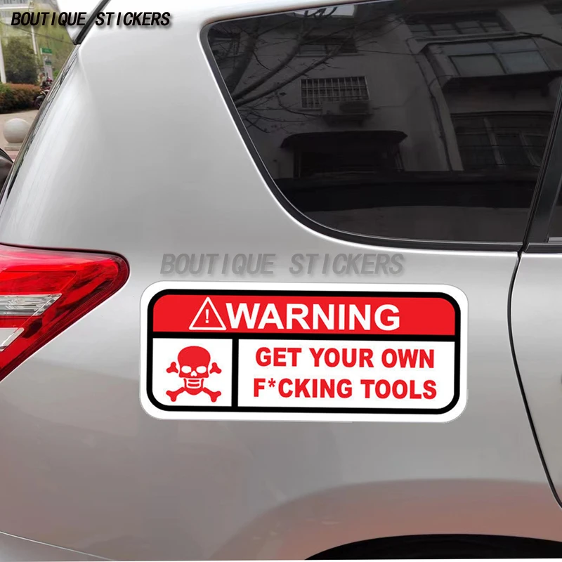 FUNNY TOOLBOX STICKER WARNING HANDS OFF MY TOOLS DANGERCar sticker waterproof PVC car window bumper wall