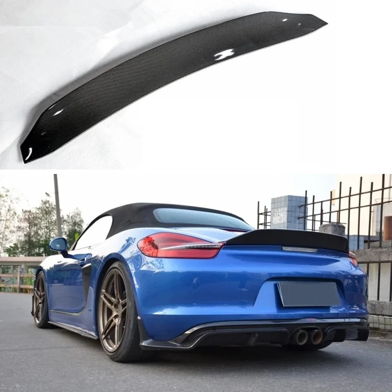 CARBON FIBER REAR WING TRUNK LIP SPOILER FOR Porsche Cayman Boxster 981 2013 2014 2015 2016 Year