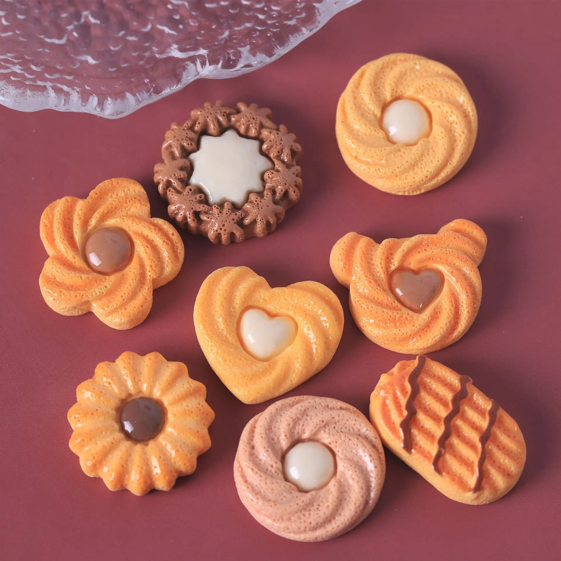 10 Pcs Miniatures Simulation Chocolate Cookie Biscuit Cute Decoration Crafts