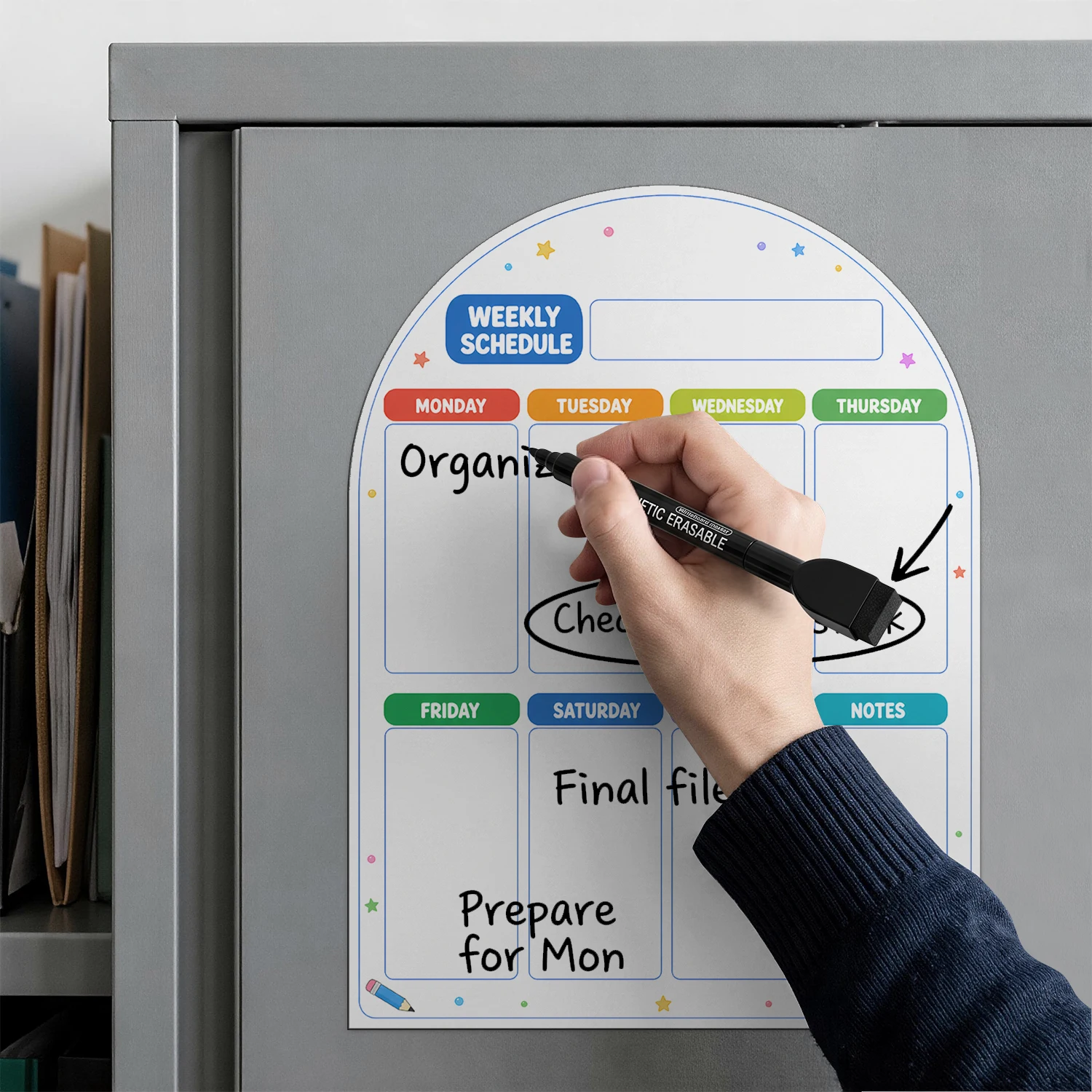 Self‑adhesive Weekly Planner Whiteboard Sticker 30×40cm Reusable Wipe‑off Schedule Board for Household and Office Daily Planning