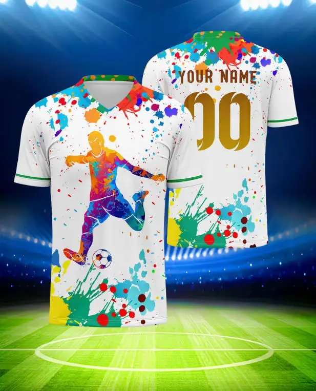 Customizable 2026 Men Soccer Training Jersey 3D Printed V-neck Quick-drying Tshirts Cop Personalized Logo And Custom Name Number