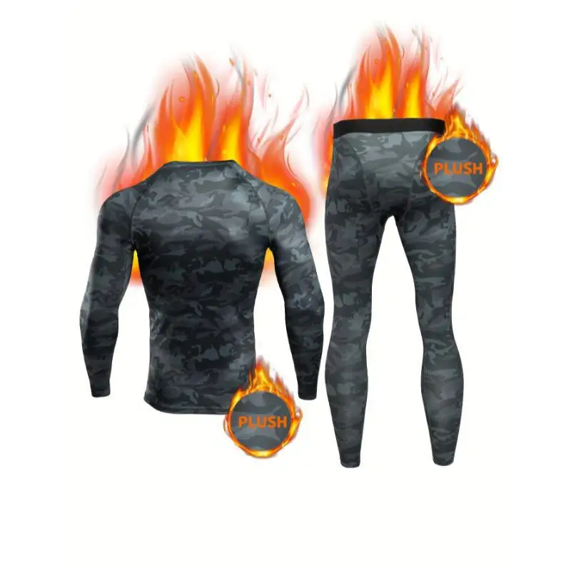 طقم ملابس داخلية حرارية بدون خياطة للرجال للخريف والشتاء بأكمام طويلة وطبقة أساسية دافئة للتمرين الرياضي والارتداء اليومي غير الرسمي