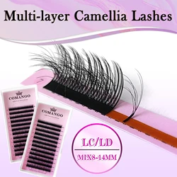 3d cílios selvagens dupla camada camélia extensões de cílios ld lc volume russo fãs cílios macios pré-fabricados leque individual chicote