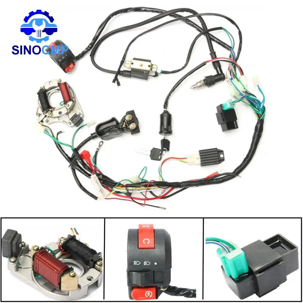 ATV 5 Pin Stator Wiring Harness Loom CDI for 4 Stroke 50cc 70cc 90cc 110cc 125cc Quad ATV Kazuma Electric Start Quads
