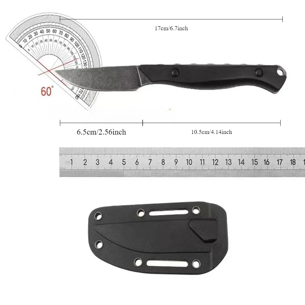 New Outdoor High hardness straight knife, EDC portable fixed blade blade with sheath, suitable for hiking knife, survival tool