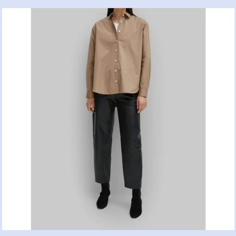 

25 year spring/summer Nordic TT cotton women's simple loose collared long sleeved shirt