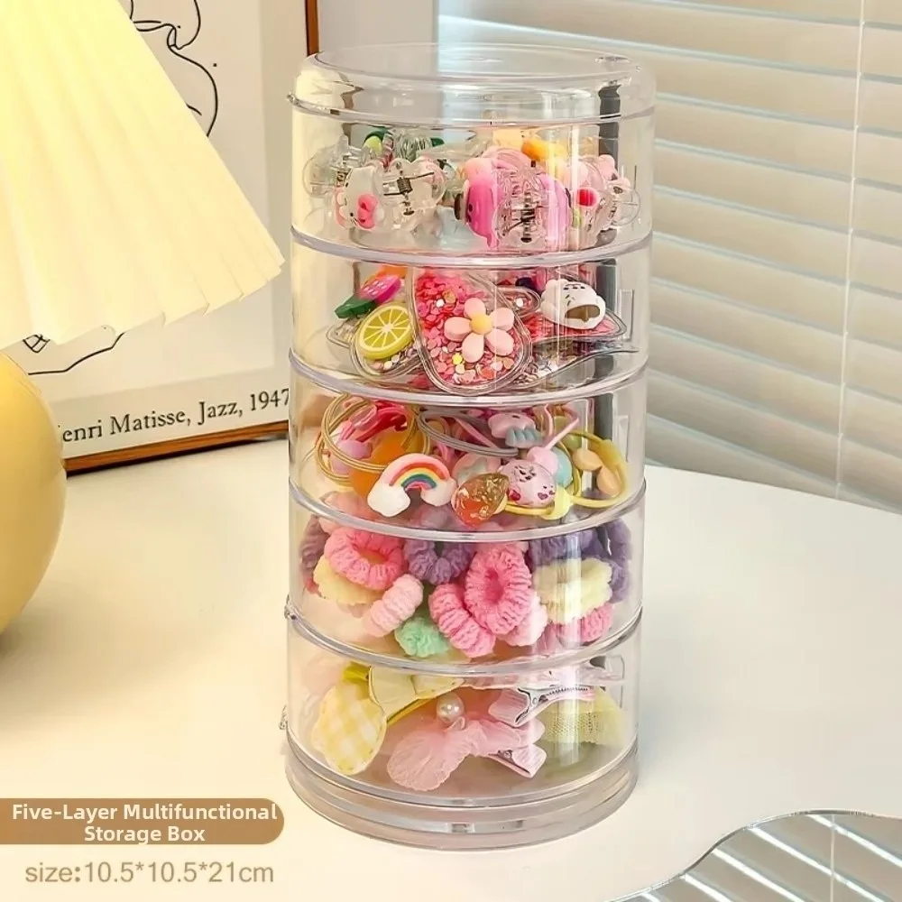 Hair Accessories Jewelry Organizer Box, Dustproof Rotating Storage
