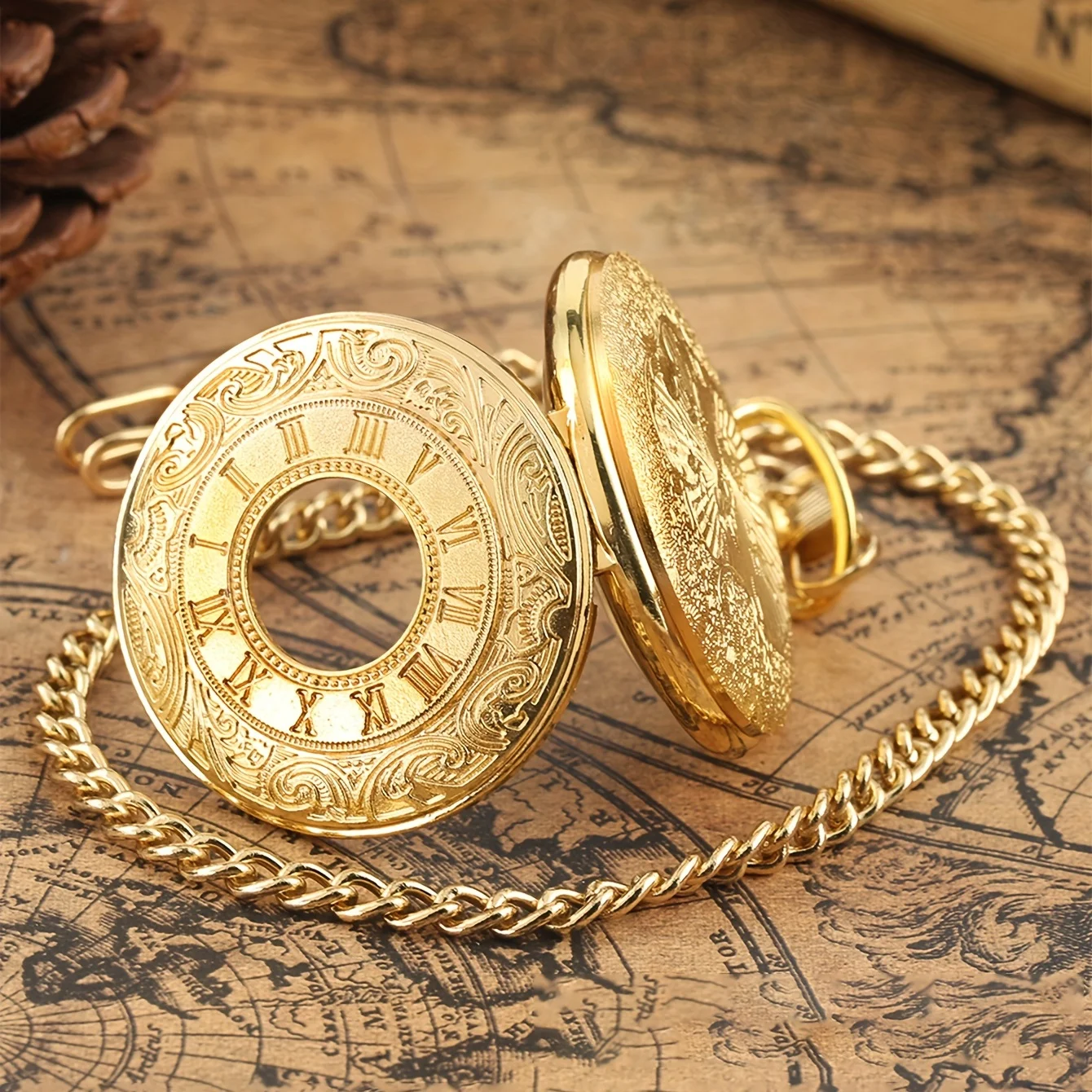 Klasyczny wielokolorowy podwójny wyświetlacz męski Vintage akcesoria kwarcowy zegarek kieszonkowy — zdjęcie 3