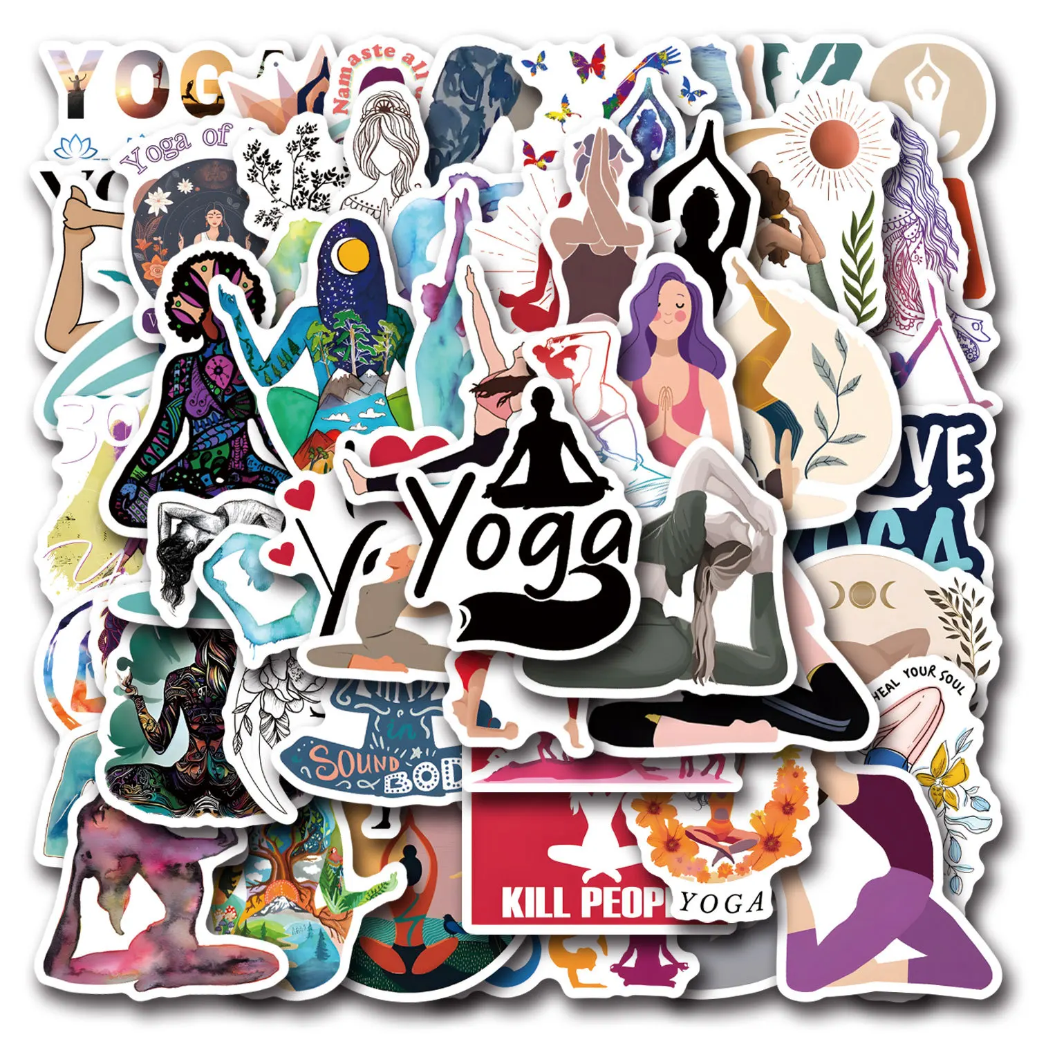 ملصقات اليوغا ، ماندالا ، زهور ، تصنعها بنفسك ، سكرابوكينغ ، هاتف ، أمتعة ، لوح تزلج ، مقاوم للماء ، شارات جرافيتي ، 56