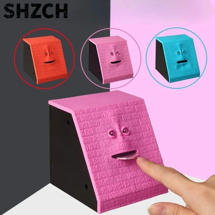 Fun Face Money Pot Money Eating Coin Bank Saving Box Automatic Coin Eating Savings Facebank Piggy Bank Novelty Gift For Kids
