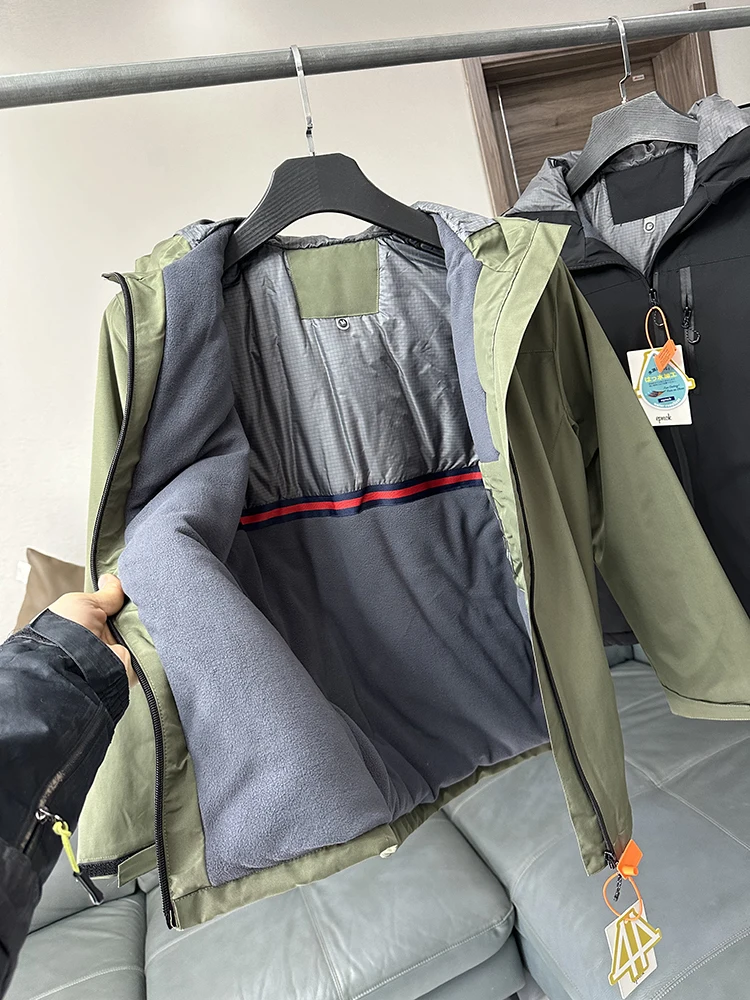 

Утепленная зимняя куртка для мужчин: ветрозащитная, теплая, с капюшоном, из полиэстера, с водоотталкивающей технологией, быстросогревающая верхняя одежда