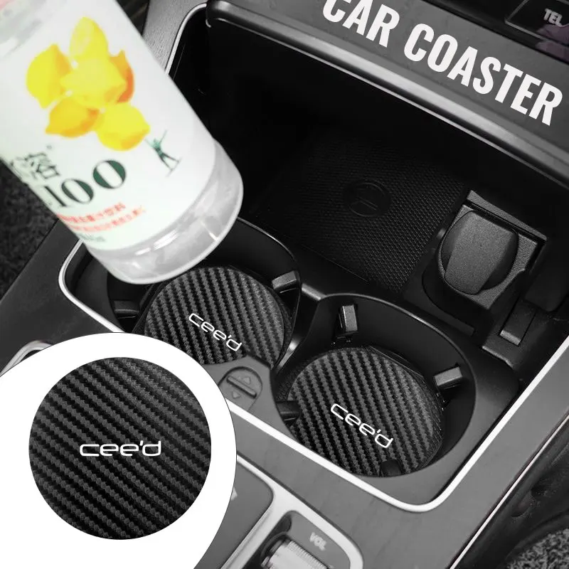 2Pcs Car Coasters Water Cup Holder Pads Anti Slip Accessories For KIA Ceed ED 2006 2007 2008 2009 2010 2011 2012