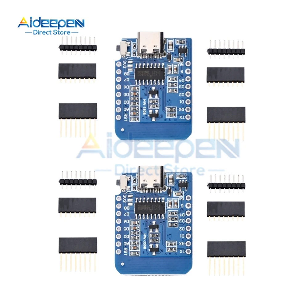 2Pcs ESP8266 D1 Mini WIFI Development Board ESP-12F CH340G CH340 TYPE-C Wemos D1 Mini Nodemcu Lua Iot Board 3.3V Met Pins