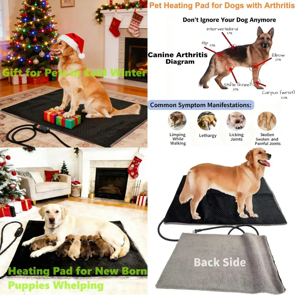 

Огромная лежанка для собак 36x24 дюйма с подогревом, регулируемой температурой и таймером на 2-24 часа для использования на улице и в помещении