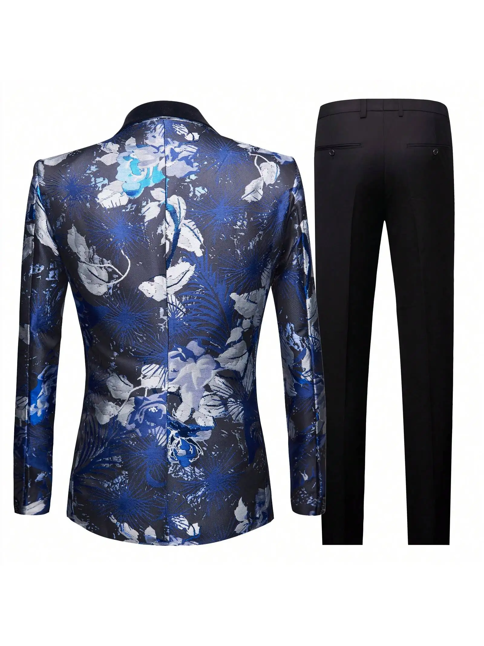 ชุดสูทสามชิ้นทรงเข้ารูปของผู้ชายพร้อมทักซิโด้กระดุมแถวเดียว เหมาะสําหรับงานแต่งงาน ลูกบอล และดินเนอร์ (เสื้อ + เสื้อกั๊ก + กางเกง