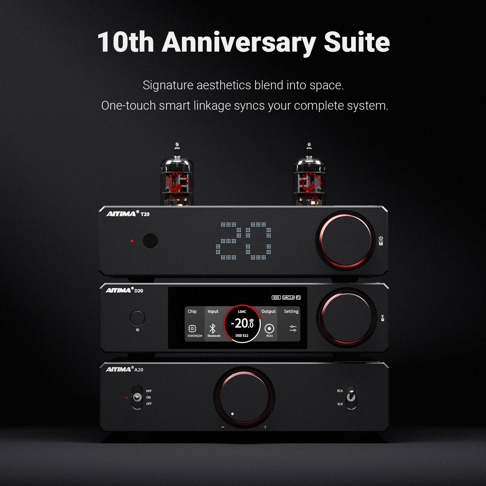AIYIMA D20 HiFi DAC Dekoder AK4493SEQ ES9039Q2M XMOS XU316 USB DSD512 Bluetooth 5.1 LDAC RCA XLR Konwerter Audio Miernik VU — zdjęcie produktu 5