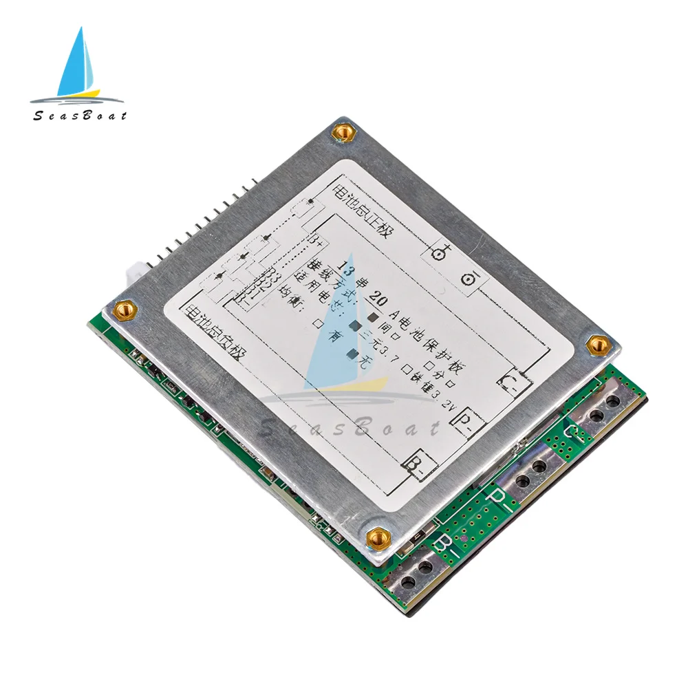 BMS 13S 20A 48V Li-ion Lithium Battery Charger Protection Board Common Port Overcharge Protection Balance/Without Balance