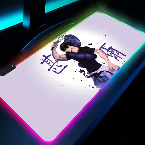 1pc Anime J-Jujutsu Kaisen Fushiguro Toji XXL RGB Gaming Mouse Pads HD Black Gamer Accessories Large LED