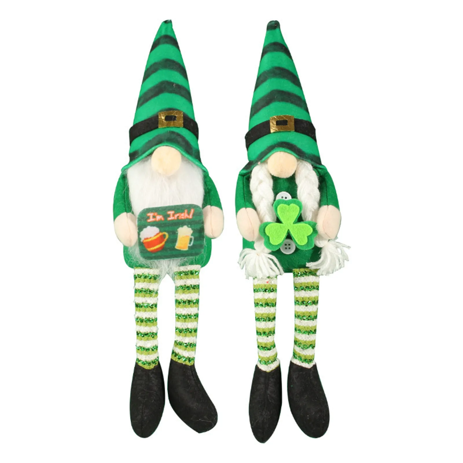 St. Patrick’S Day Lucky Clover Green Hat Standin Gnome Faceless Doll Irish Elf Plush Dwarf Doll Ornament For Home Decoration