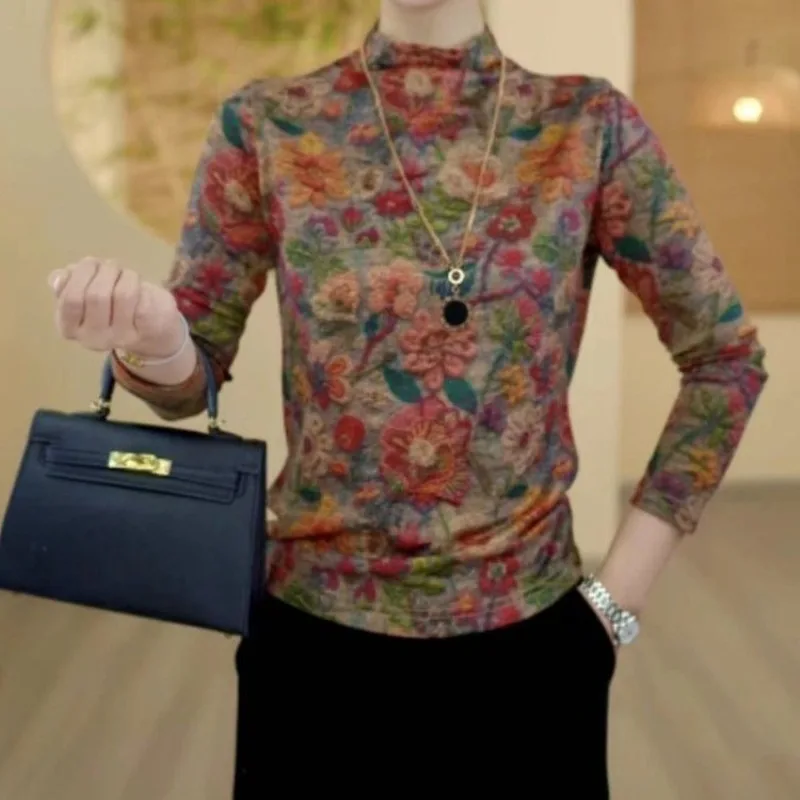 

Thickened and Warm Velvet in Autumn and Winter Fashionable Long-sleeved Shirt Fashionable Top T-shirt Loose Collar Base
