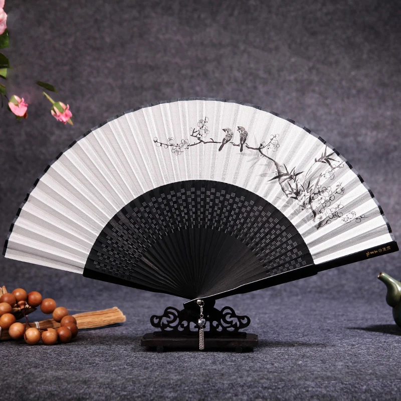 

China folding fan men and women large hand fan wedding personalized gift fans portable portable fan exquisite gift box packaging