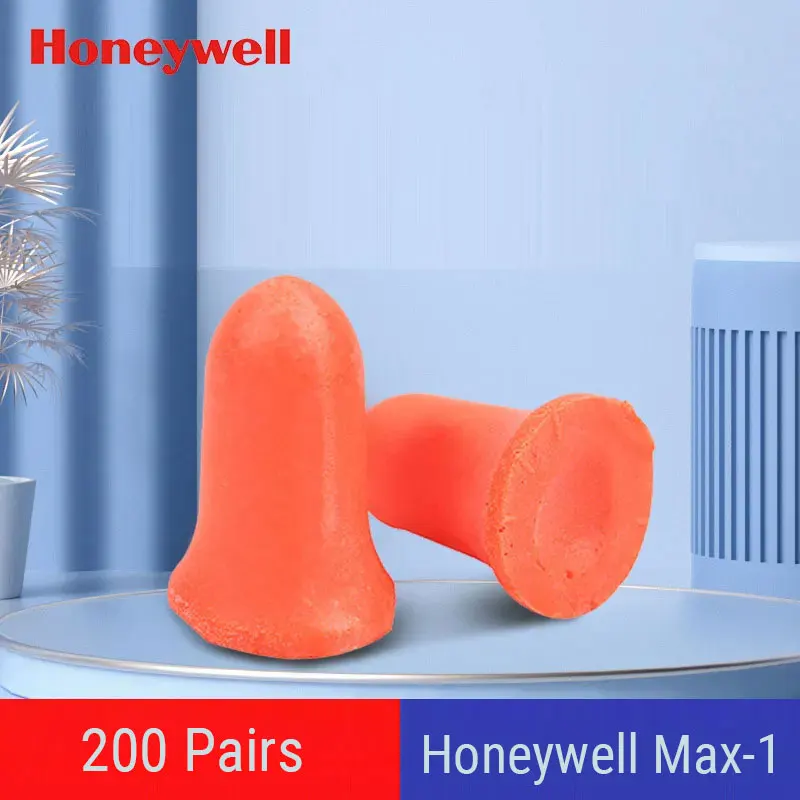 

200pcs Honeywell Pre-Shaped Foam Earplugs Max-1Oil resistant Anti Fouling PU Soundproof Sound Insulation Noise Reduction Earplug