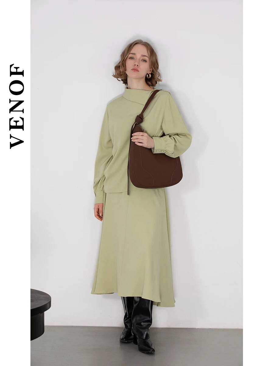 VENOF 2024 Tote Bag for Women New Fashion Handbag Genuine Leather Women\'s Shoulder Bags Large Capacity Purse Casual Female Bag