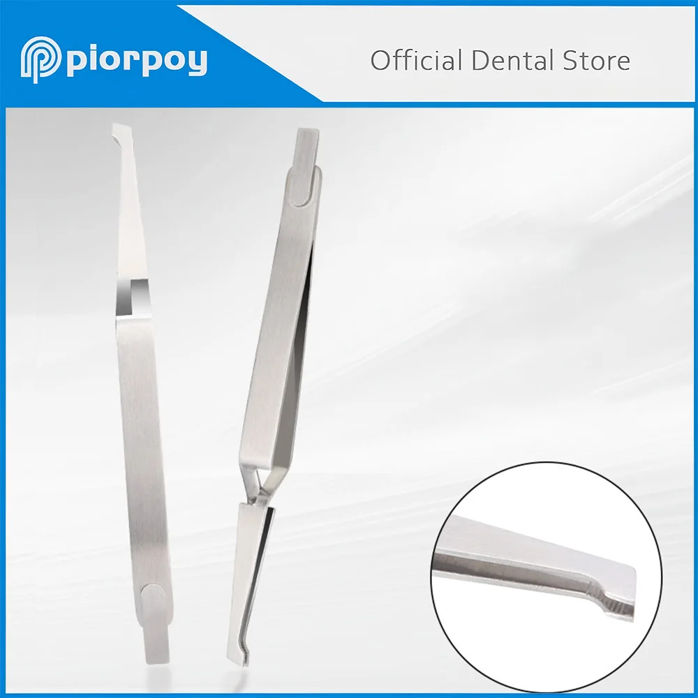 

PIORPOY Dental Reverse Action Stainless Steel Tweezer Orthodontic Bracket Holding Cross Locking Forceps Reusable Dentistry Tools