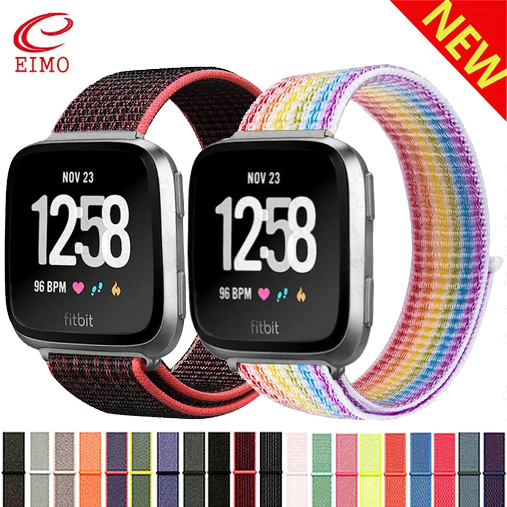 Nylonarmband für Fitbit Versa 4 3-Band Sport Smartwatch Ersatz Weicher, atmungsaktiver Schlaufengürtel Correa-Armband Fitbit Sense 2-Band