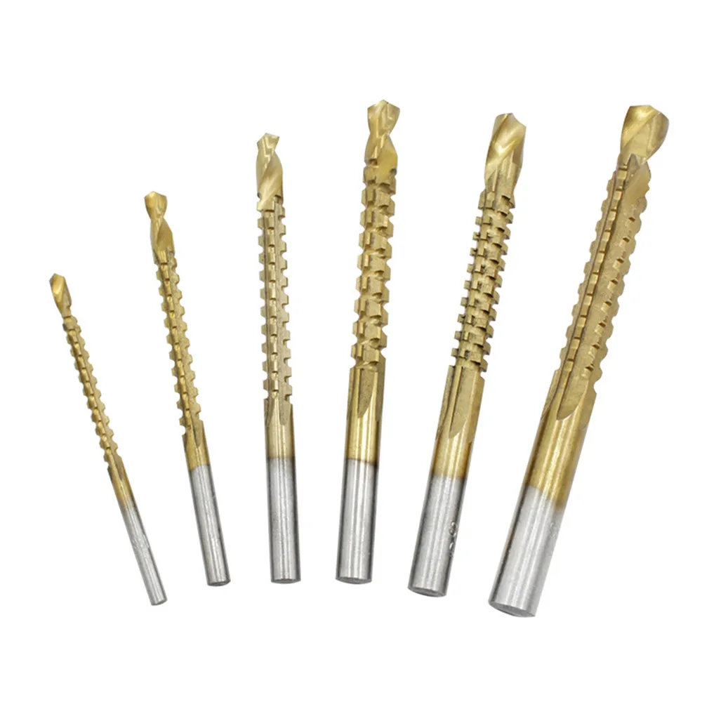 3Mm 4Mm 5Mm 6Mm 6.5Mm 8Mm 6Pc Set Hss Boor Gekarteld houtbewerking Multifunctionele Metalen Ruimen Ponsen Steken Tanden