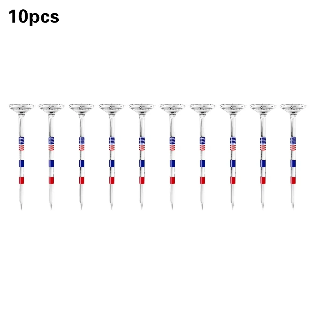 10Pcs Long Golf Tees Bulk Unbreakable 83mm Transparent USA American Flag Reduces Friction and Side Spin Golf Accessories