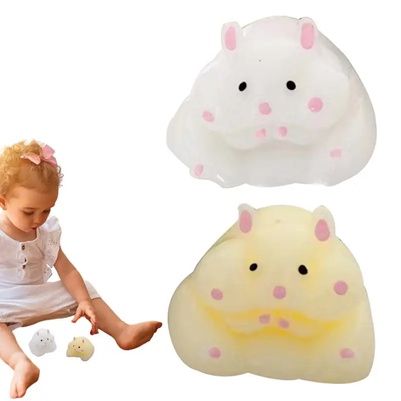 Hamster Squeeze Toy 2PCS Cute and Lovely Tpr Hamster Toy Funny Vent Toys Pinch Soft Mochi Toys Stress Relief Ideal for Kids