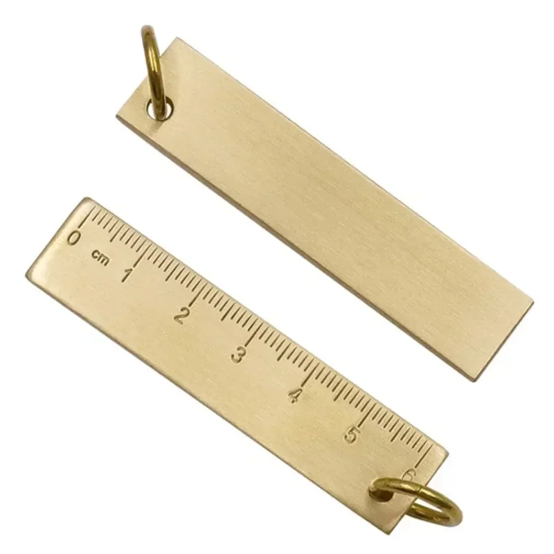 1 PCS 6cm Small Copper Ruler 3mm Thickened Brass Metal Ruler Copper Key Pendant Number Plate Drafting Supplies Mini Rulers