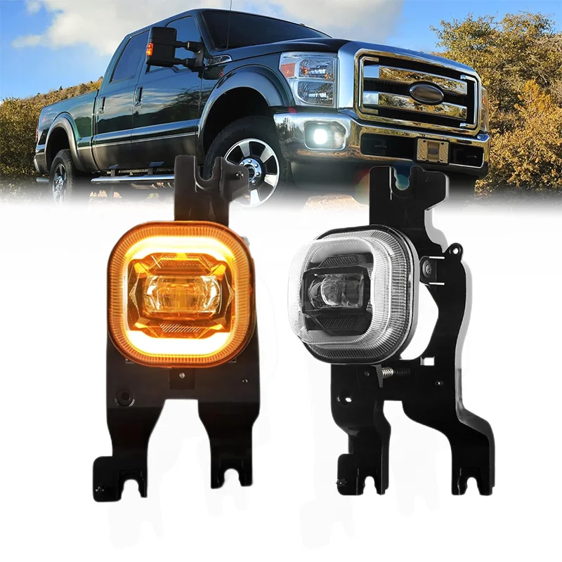 LED Fog Lights Assembly Daytime Running Lamps Super Duty Compatible with bracket For Ford F250 F350 F450 White Driving Light