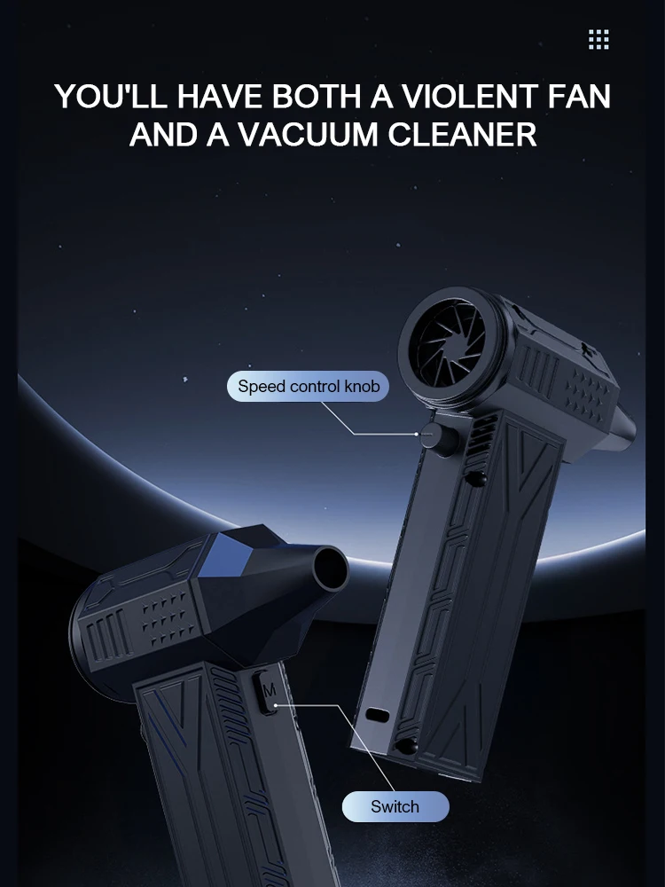 

900000 RPM Electric Air Blower Turbo Jet Fan Brushless Motor High-Speed Turbo Violent Fan USB Rechargeable Powerful Dust Blower